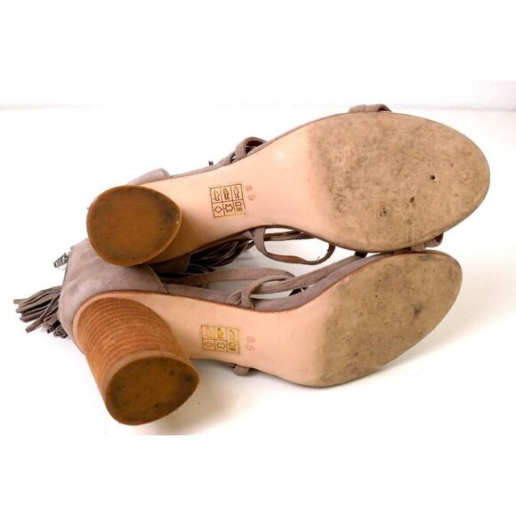 Jeffrey Campbell DESPINA BEIGE SUEDE LEATHER STRAPPY TASSEL ZIP SLINGBACK 8.5 US - Picture 10 of 10